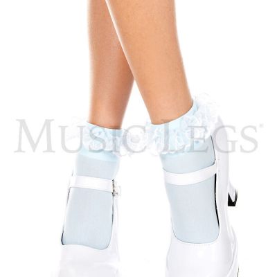 Music Legs 527 Opaque Anklet with Ruffled Lace