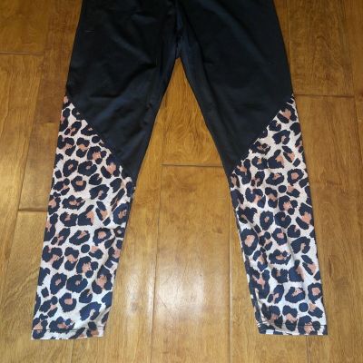Woman’s Shein Medium Black And Leopard Work Out Tights