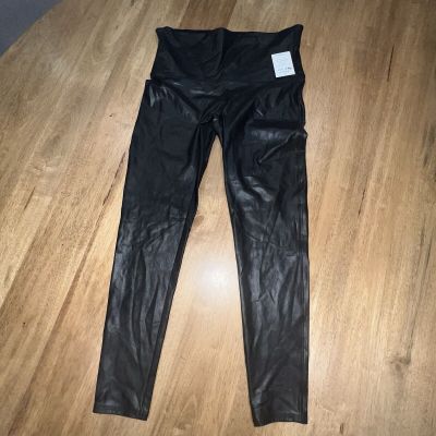 NWT SPANX BLACK FAUX LEATHER MOTO LEGGINGS PANTS SIZE 1X