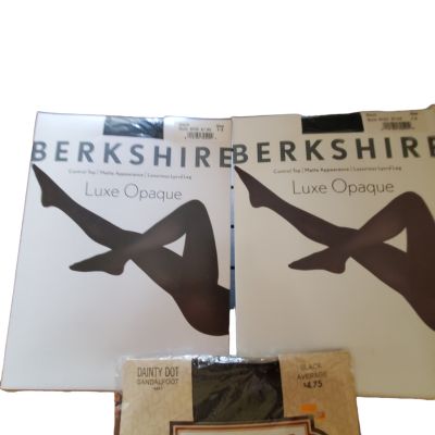 Berkshire Opaque 3 pair pantyhose size 1-2 95-140 lb vintage chocolate nude navy