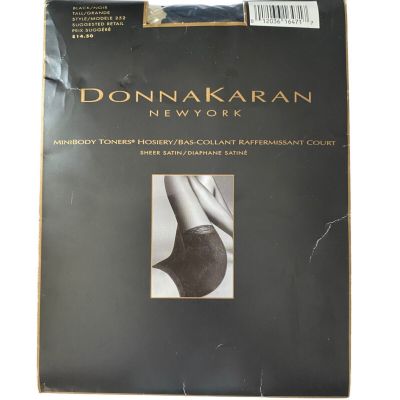 VTG Donna Karan Mini Body Toners Pantyhose Hosiery Tall Black 252