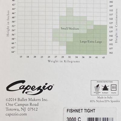 Capezio Girls Professional Fishnet Seamless Tight - 3000C SHB Shortbread sz L XL