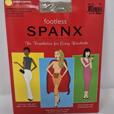 Spanx Footless Body Shaping Pantyhose Super Control Nude Size D New