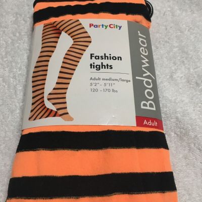 Party City Fashion Tights Bodywear Adult Medium/Orange/Black