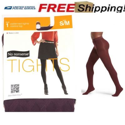 No Nonsene Fashion Tights Style must have control, Burgundy  Color Size S/M