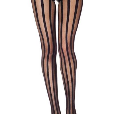 Black Vertical Striped Sheer Pantyhose Lingerie Tights