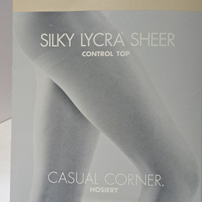 Casual Corner Silky Lycra Sheers Control Top Pantyhose Size C Navy Sheer Toe