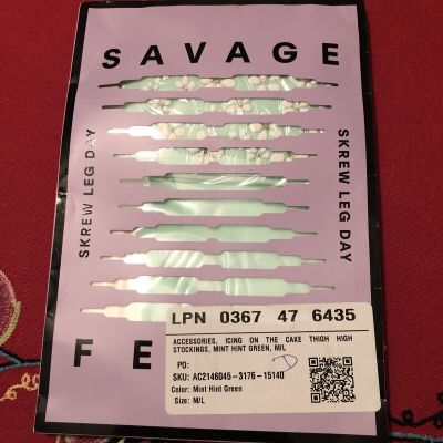 Savage X Fenty Women's Icing On The Cake Thigh High Stocking Mint Green M/L