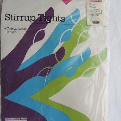 New VTG 80's Bright Rose Stirrup Dance Exercise Casual Wear Nylon Tights SZ S