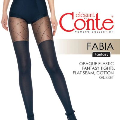 Conte Fantasy Opaque Women's Tights with imitate stockings & geometric pattern o