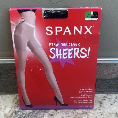 SPANX Firm Believer Shaping Pantyhose A Black Built-In-Shaper 20211R open pkg