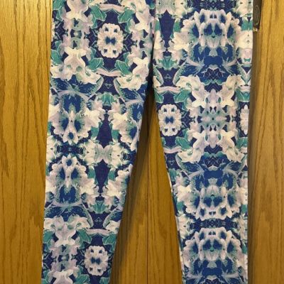 New High Energie Womens Leggings Lilac Floral Size XL Exercise Yoga Activewear