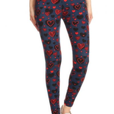 Yoga Style Banded Lined Heart Print, Full Length Leggings In A Slim Fitting Styl