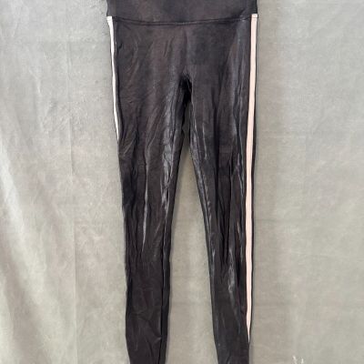 Spanx Faux Leather Women’s Size M Black White  Leggings Shiny Pant