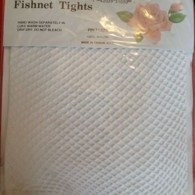 JAVEL White Fishnet Tights Style L-300D One Size Fits 90-160 lbs 5'-5'8