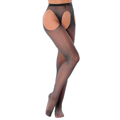 US Womens Stretchy High Waist Tights Hollow Out Crotchless Pantyhose Long Pants