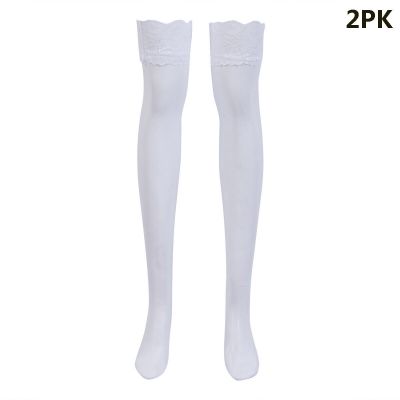 2PKWomen' s Thigh Highs Border Knee Stocking Sheer Lace See Through Socks