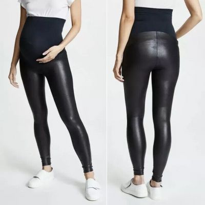 NEW Spanx Mama Maternity Faux Leather High Waisted Leggings- 20201R - Black - S