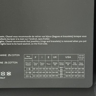 BNWT Chanel CC Logo Printed Sheer Tights Hosiery Large Black