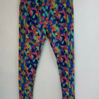New LuLaRoe Tall & Curvy Leggings With Bright Colorful Mosaic Lines Design