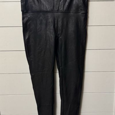 Spanx Size 2X Faux Leather Leggings Black High Rise Compression High Waist
