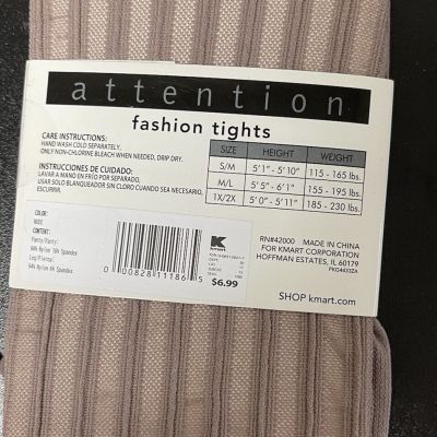 New Women's Attention Control Top Fashion Tights Size S/M Stocking Nude Stripe