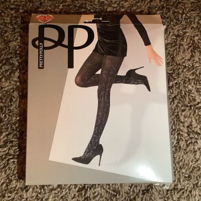 Pretty Polly silver print tights, color black, One Size
