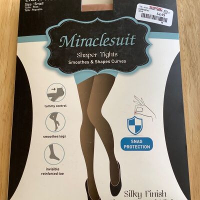 MIRACLESUIT Silky Finish Sheer FOOTED TIGHTS Size SMALL Light Nude NEW Pantyhose