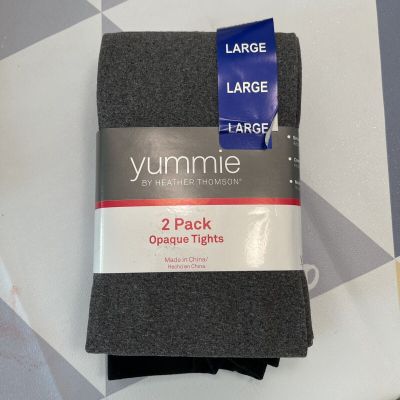 Yummie By Heather Thomson 2 Pack Opaque Tights Black & Grey Size L