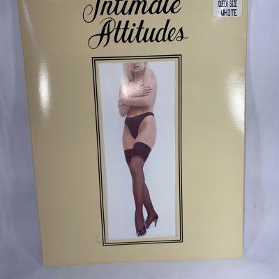 Intimate Attitudes Lace Top Sheer Stocking- White- (Queen) Shirley of Hollywood