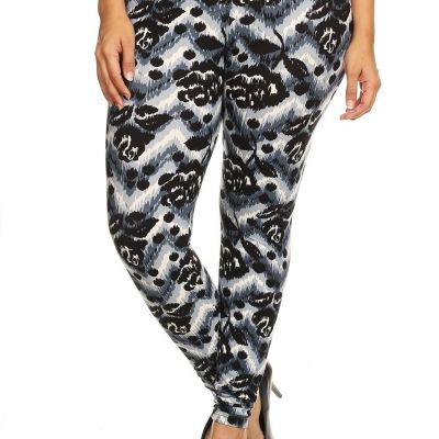 Abstract Print, Full Length Leggings In A Slim Fitting Style With A Banded High