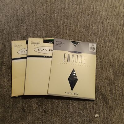 3 pair of New Navy blue pantyhose from Nordstrom, Queen size, Lydra sheer leg.