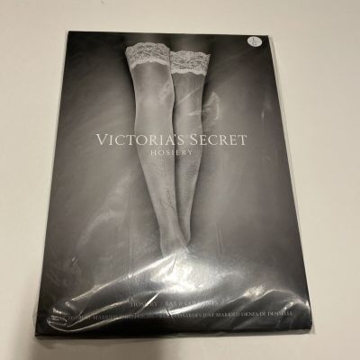 Victoria Secret Lace Top Stockings Crystal Just Married Thigh Highs Large 30 Den