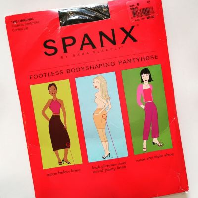 New SPANX Footless Bodyshaping Control Top Pantyhose Size B Black