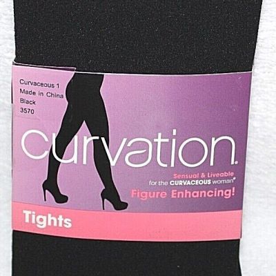 Curvation Women's Solid Black, Style 3570 Tights - Pick Your Size
