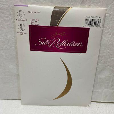 Hanes Silk Reflections Pantyhose EF Silky Sheer Non Control 716 Soft Taupe New