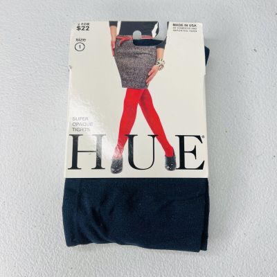NEW HUE Opaque Tights Non-Control Top Size 1 Navy Blue 1 Pair Pack
