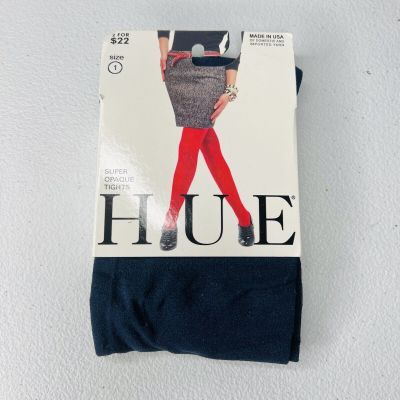 NEW HUE Opaque Tights Non-Control Top Size 1 Navy Blue 1 Pair Pack