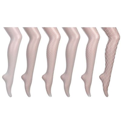 6pcs Women's Lace Topped Thigh High Sheer Fishnet Mesh Stockings Sexy Hold Ups