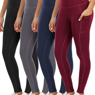 4 Pack Leggings with Pockets for Women,High Waist Tummy Control Workout Yoga Pan