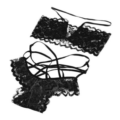 Women's Mesh Sheer Lace Garters Belt Lingerie Set Bra G-string Thigh Band Teddy