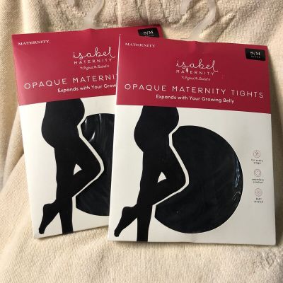 Pack of 2 Isabel Maternity Opaque Maternity Black Tights Size Small Medium