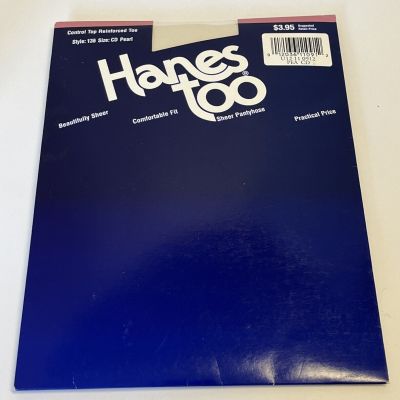 NOS Hanes Too control top pantyhose size CD Pearl 136 reinforced toe