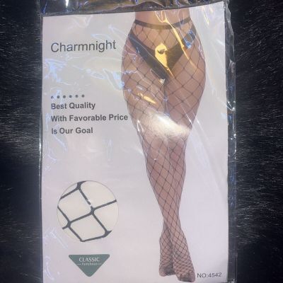 Charmnight Womens Black Fishnet Stockings Pantyhose No.4542 Halloween Costume