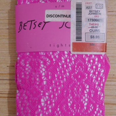 Betsey Johnson Pink Lace Tights Size small Medium