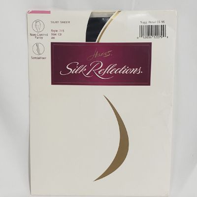 Vintage Hanes Silk Reflections Non-Control Top Pantyhose 715 Sz CD Jet Black NOS