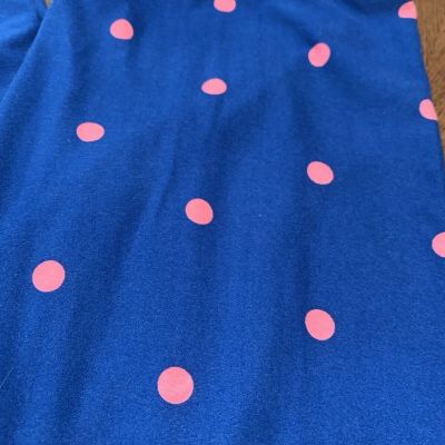Lularoe Leggings One Size Pink Polka Dots On Blue Soft Stretchy Comfort Style