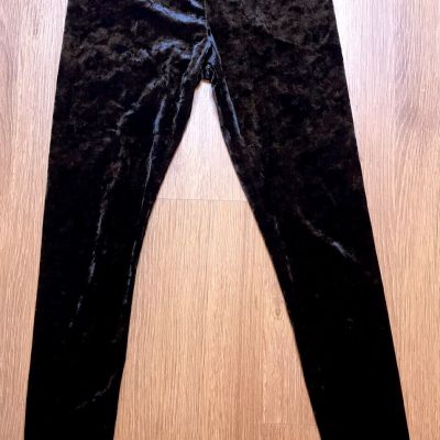 Divided H&M S Black Velour Shiny Stretch Pants Goth Boho Leggings