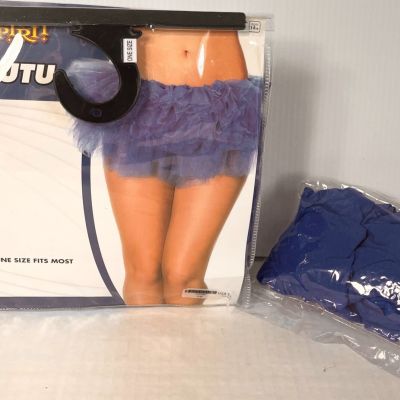 New Spirit Halloween Blue TuTu and Blue Footless Tights S/M