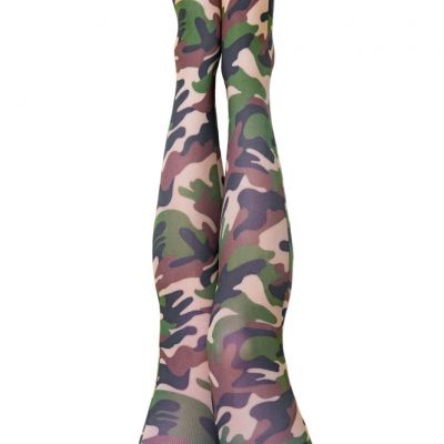 Kixies Camo Thigh High Stockings No Slip Grips Size A NEW